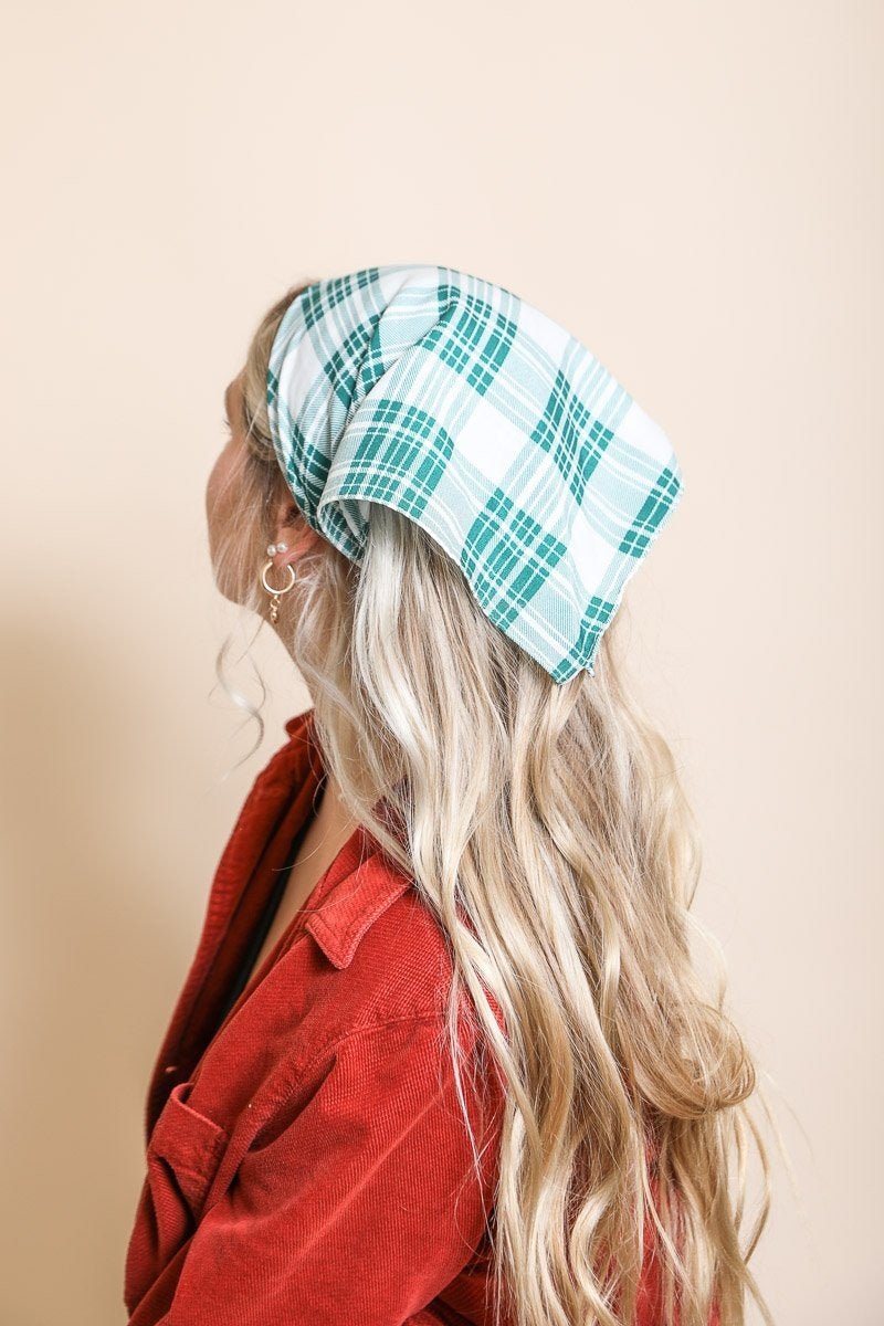 Triangle Flannel Head Scarf Bandanas Leto Collection Green  