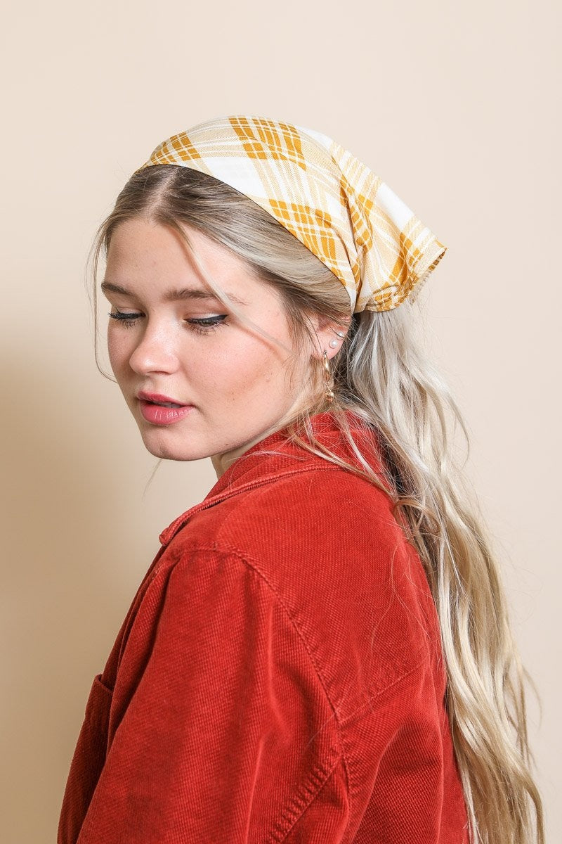 Triangle Flannel Head Scarf Bandanas Leto Collection Mustard  