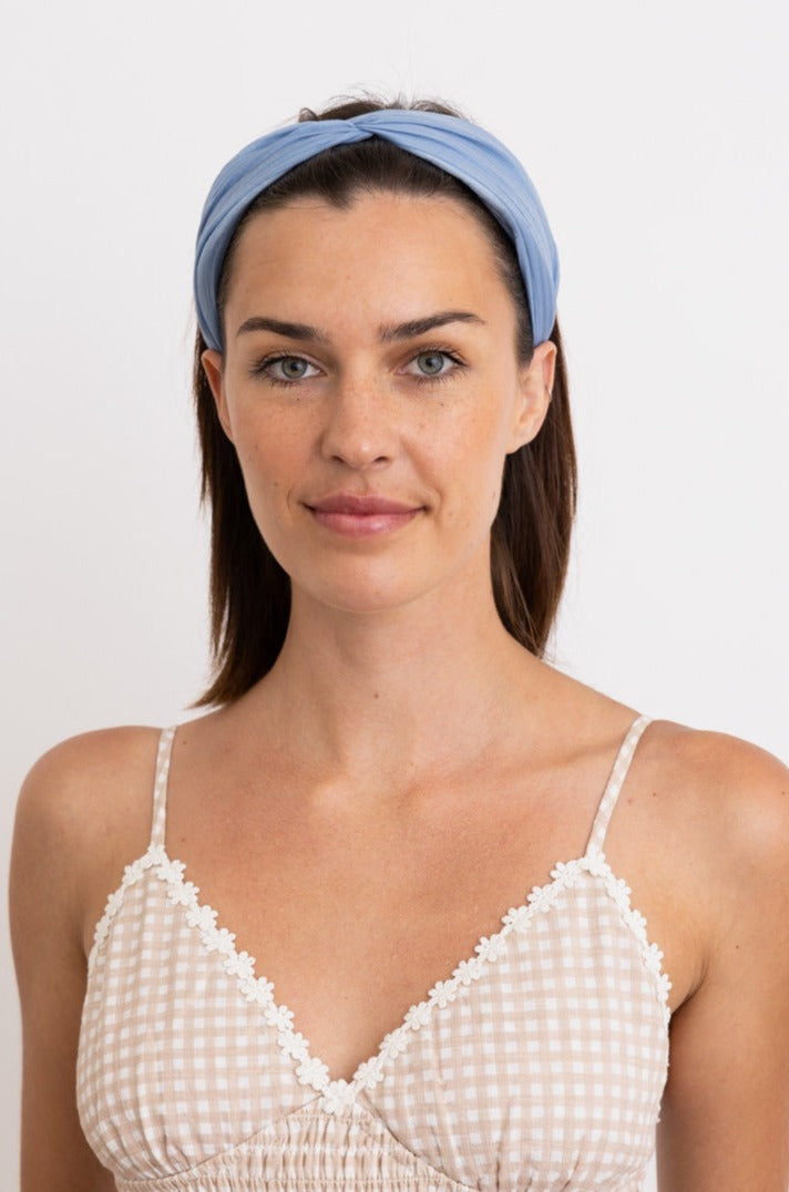 Pleated Solid Color Summer Headband☀️ Headbands Leto Collection Blue  