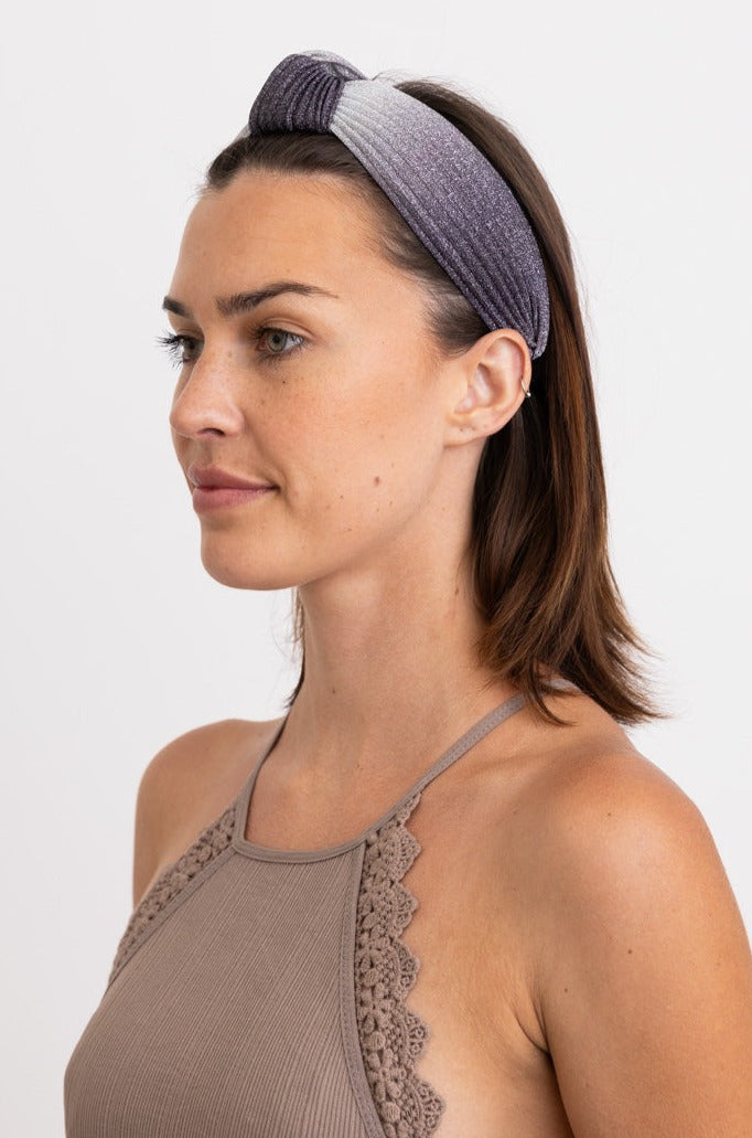 Pleated Shimmery Metallic Ombre Knotted Headband - NeoKira Unlimited