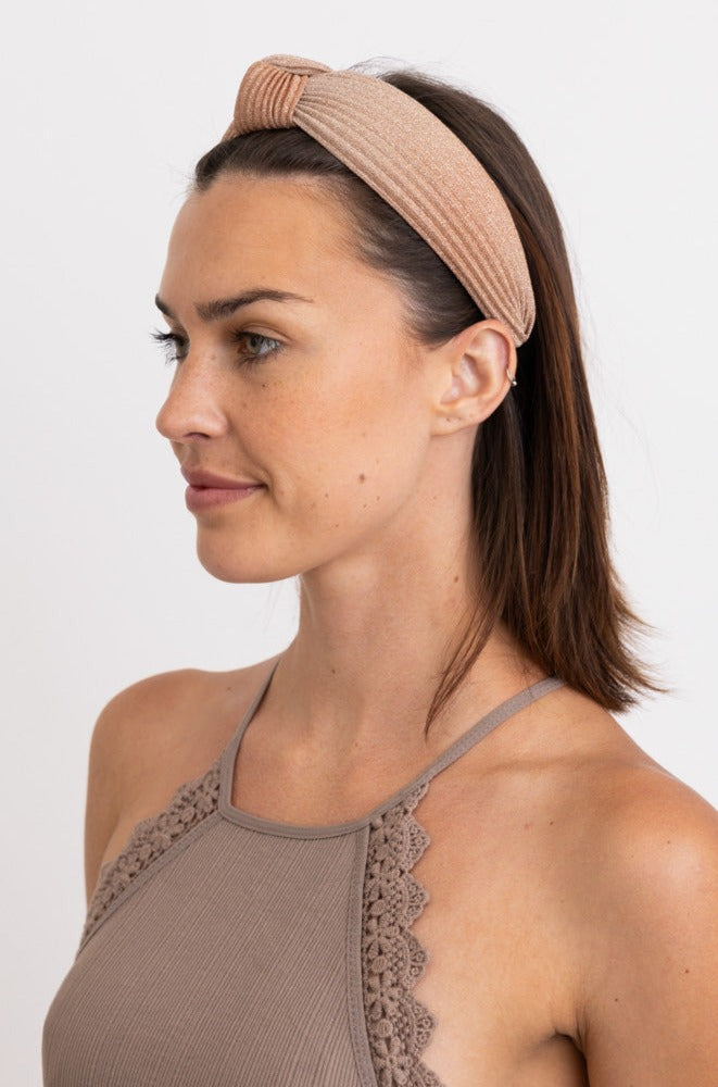 Pleated Shimmery Metallic Ombre Knotted Headband ✨ Headbands Leto Collection   