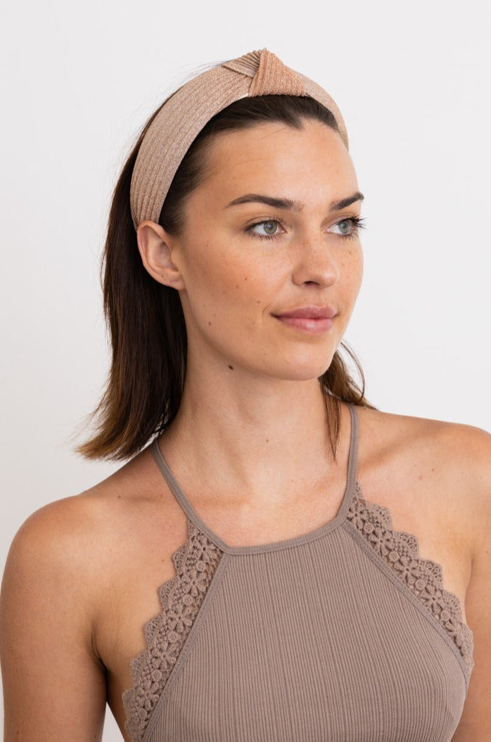 Pleated Shimmery Metallic Ombre Knotted Headband - NeoKira Unlimited