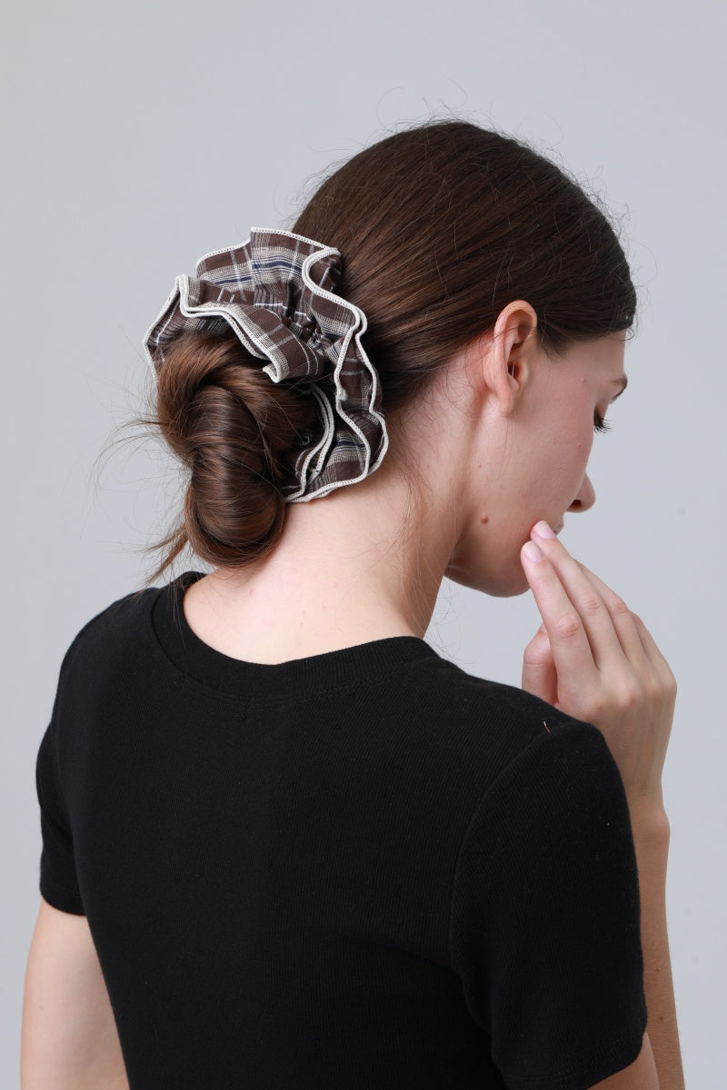 Vintage Stripe Double-Layer Scrunchie – Extra-Large Hair Tie for Women - NeoKira Unlimited