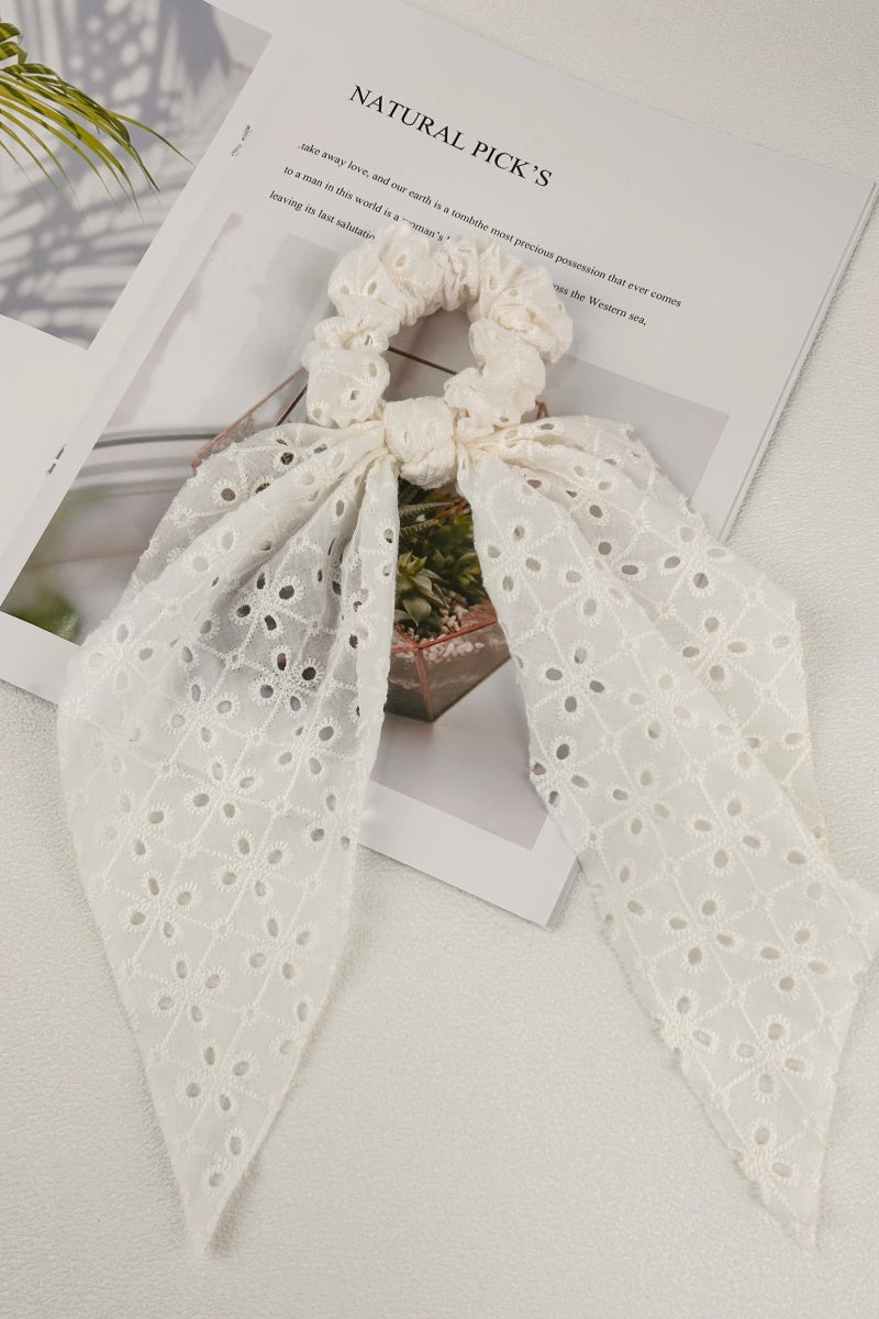 Vintage Charm: Floral Embroidered Cotton Scarf Scrunchie - NeoKira Unlimited