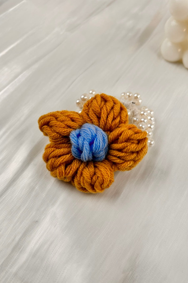 Crochet Daisy Pearl Scrunchie – Daily Wear Hair Accent - NeoKira Unlimited