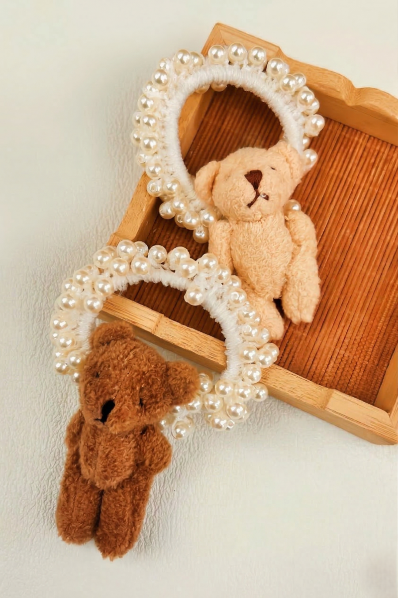 Cute Bear Pearl Scrunchie – Everyday Hair Charm - NeoKira Unlimited