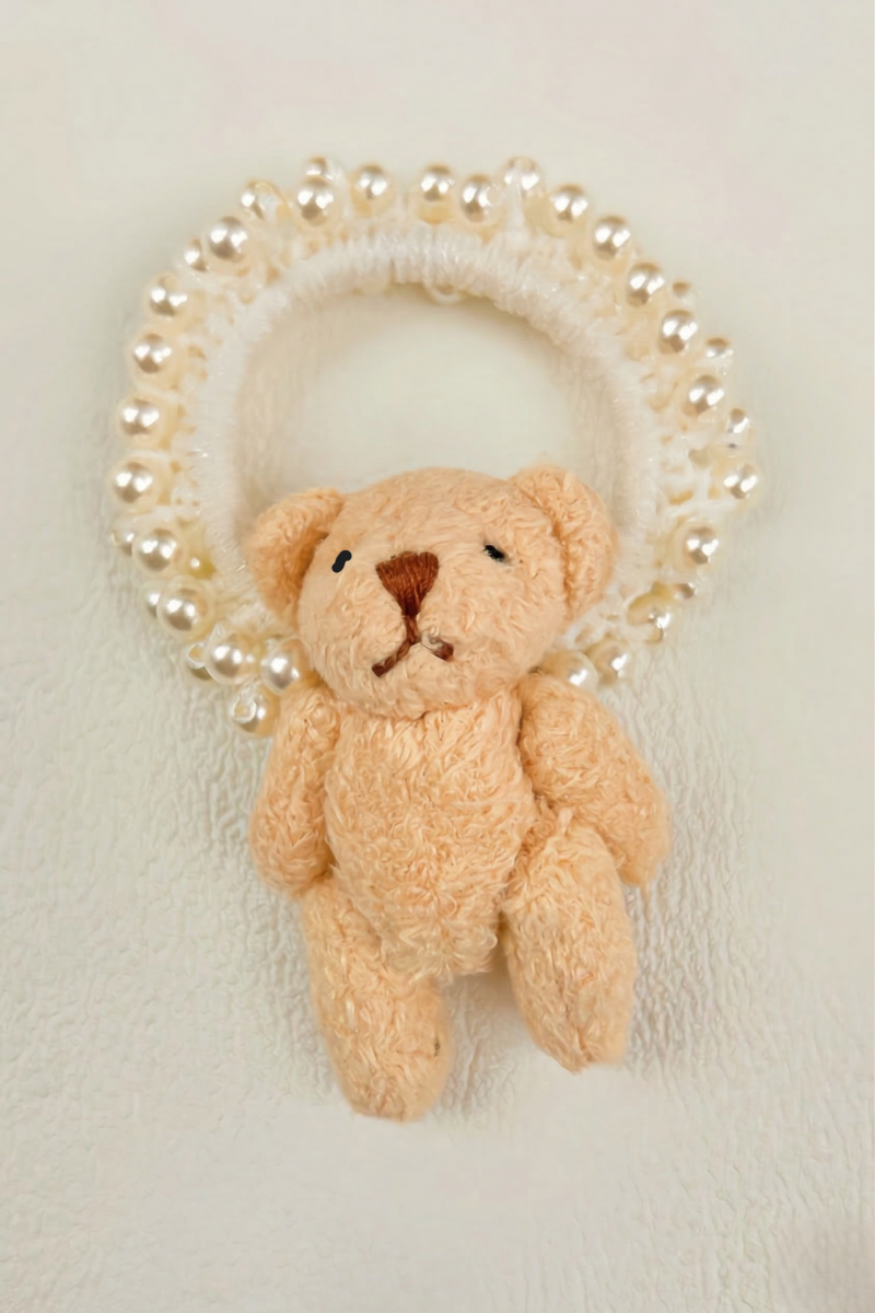 Cute Bear Pearl Scrunchie – Everyday Hair Charm - NeoKira Unlimited