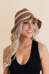 Woven Wonders Striped Sun Weave Hat Hats Leto Collection Camel  