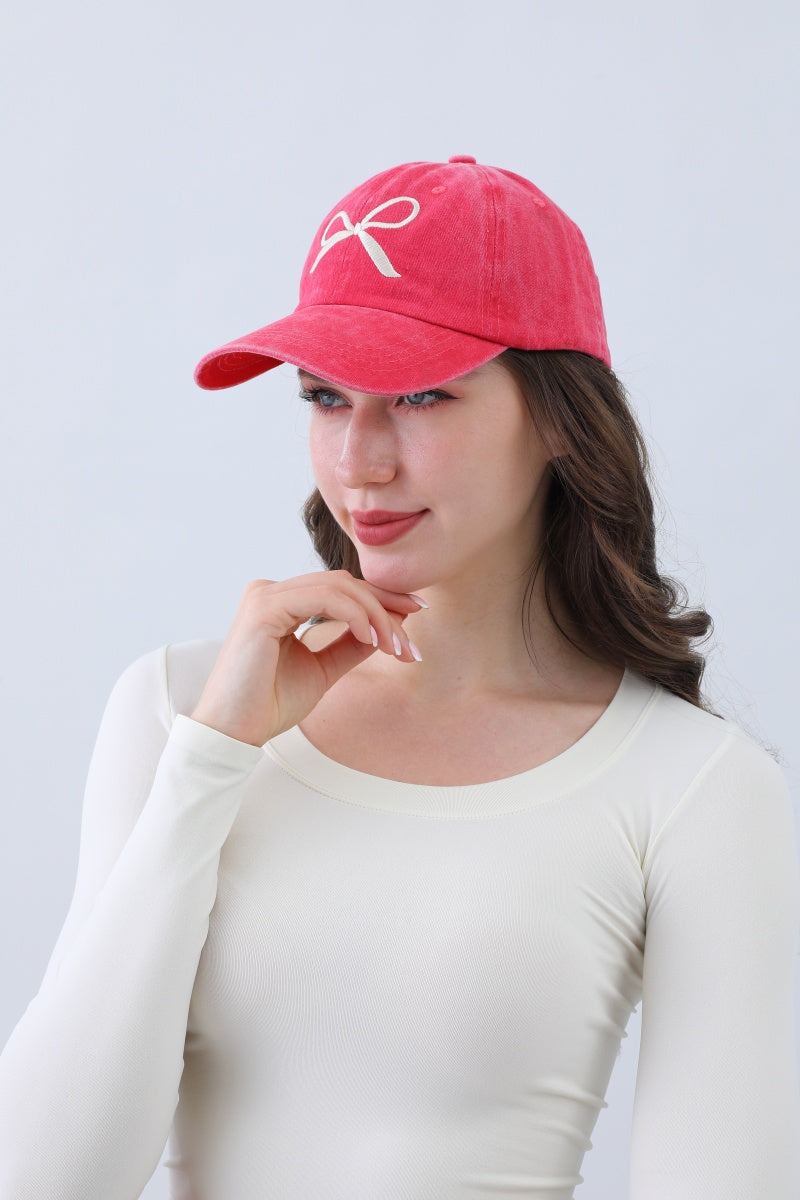 Embroidered Bow Ribbon Baseball Cap – Stylish & Chic - NeoKira Unlimited