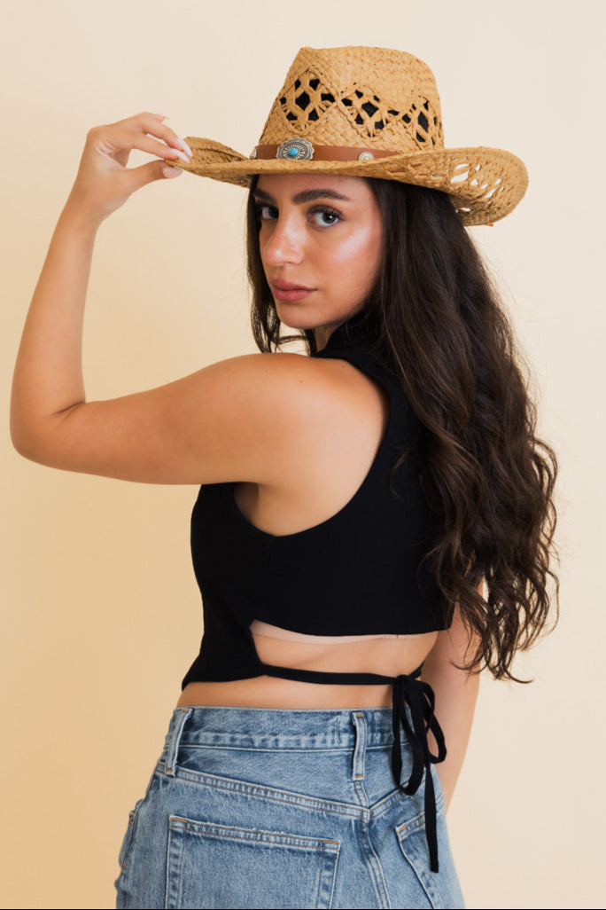 Western Girl Woven Raffia Cowboy Hat - NeoKira Unlimited