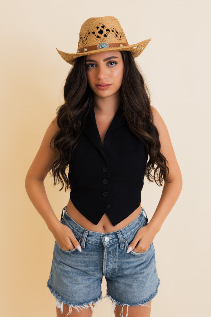 Western Girl Woven Raffia Cowboy Hat - NeoKira Unlimited