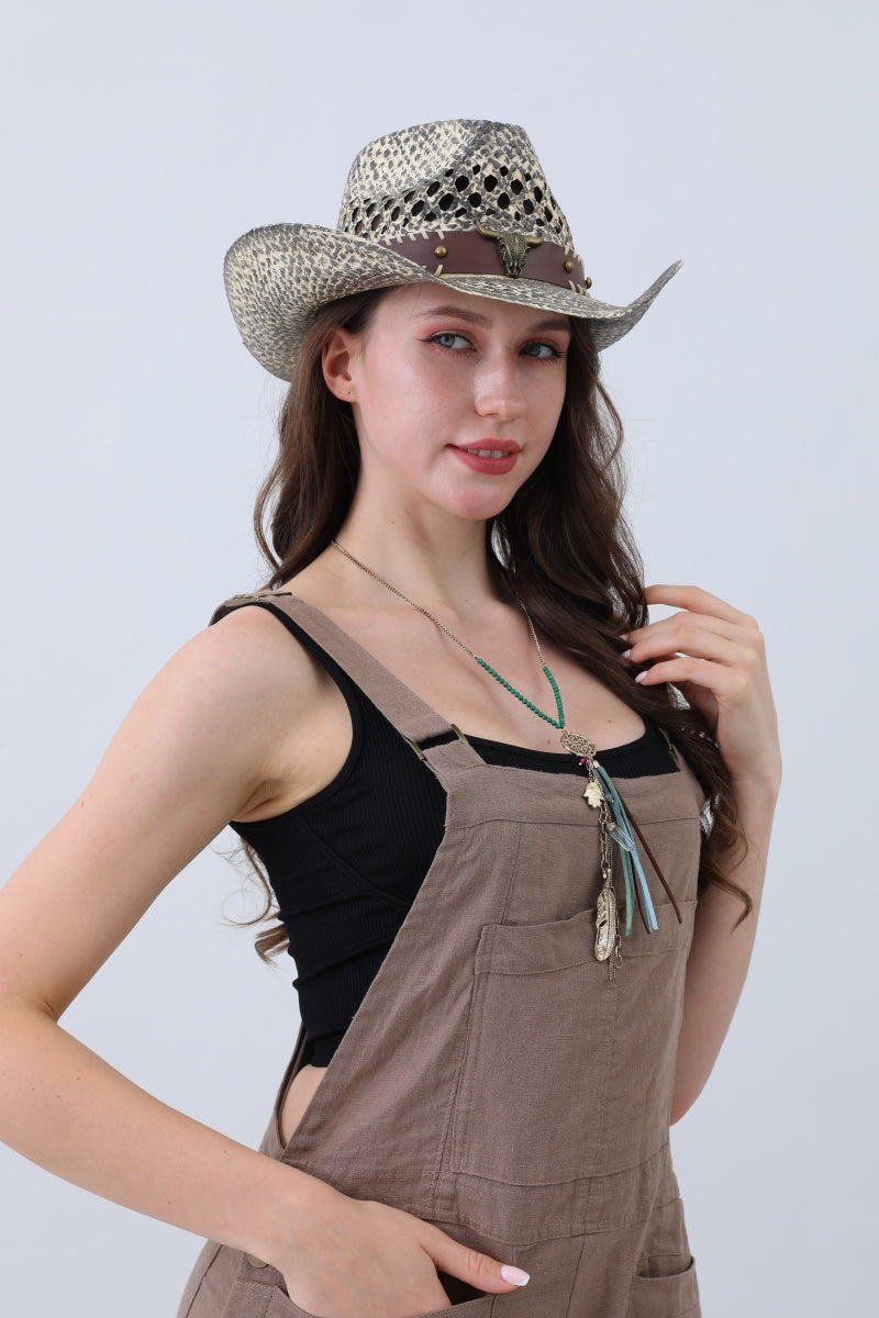 Edgy Ink-Western Hat – Bull Skull Band & Artistic Flair - NeoKira Unlimited