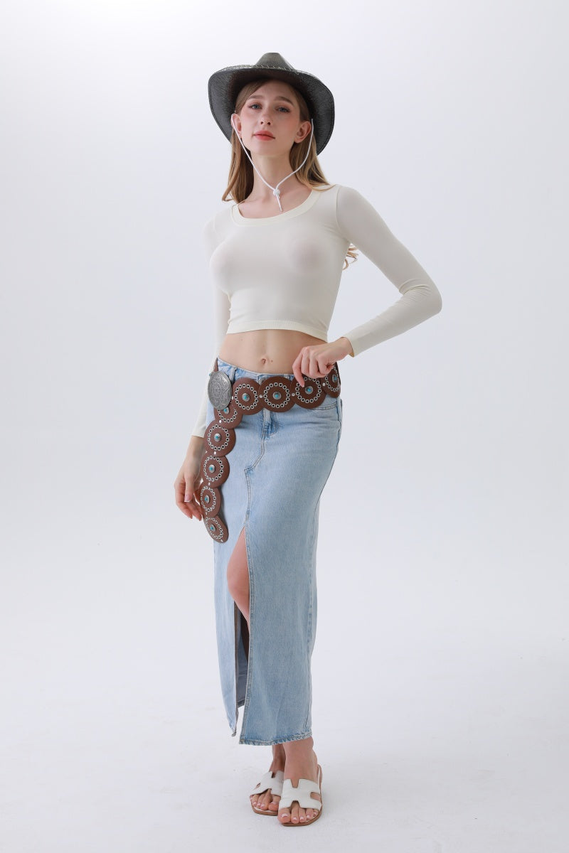 Turquoise Disc Western Belt – Handcrafted Desert Stone Detail🤠💎 - NeoKira Unlimited