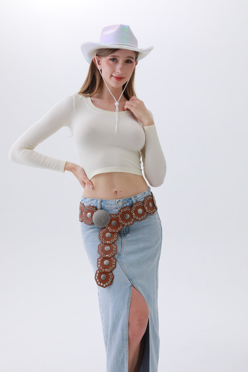 Classic Western Leather Belt – Vintage Cowboy Style - NeoKira Unlimited
