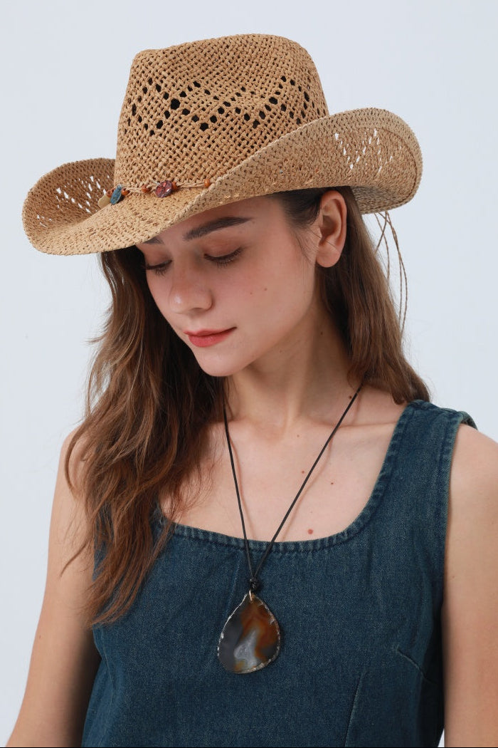 Woven Wide Brim Cowboy Hat – Textured Western Style 🤠🧢 - NeoKira Unlimited