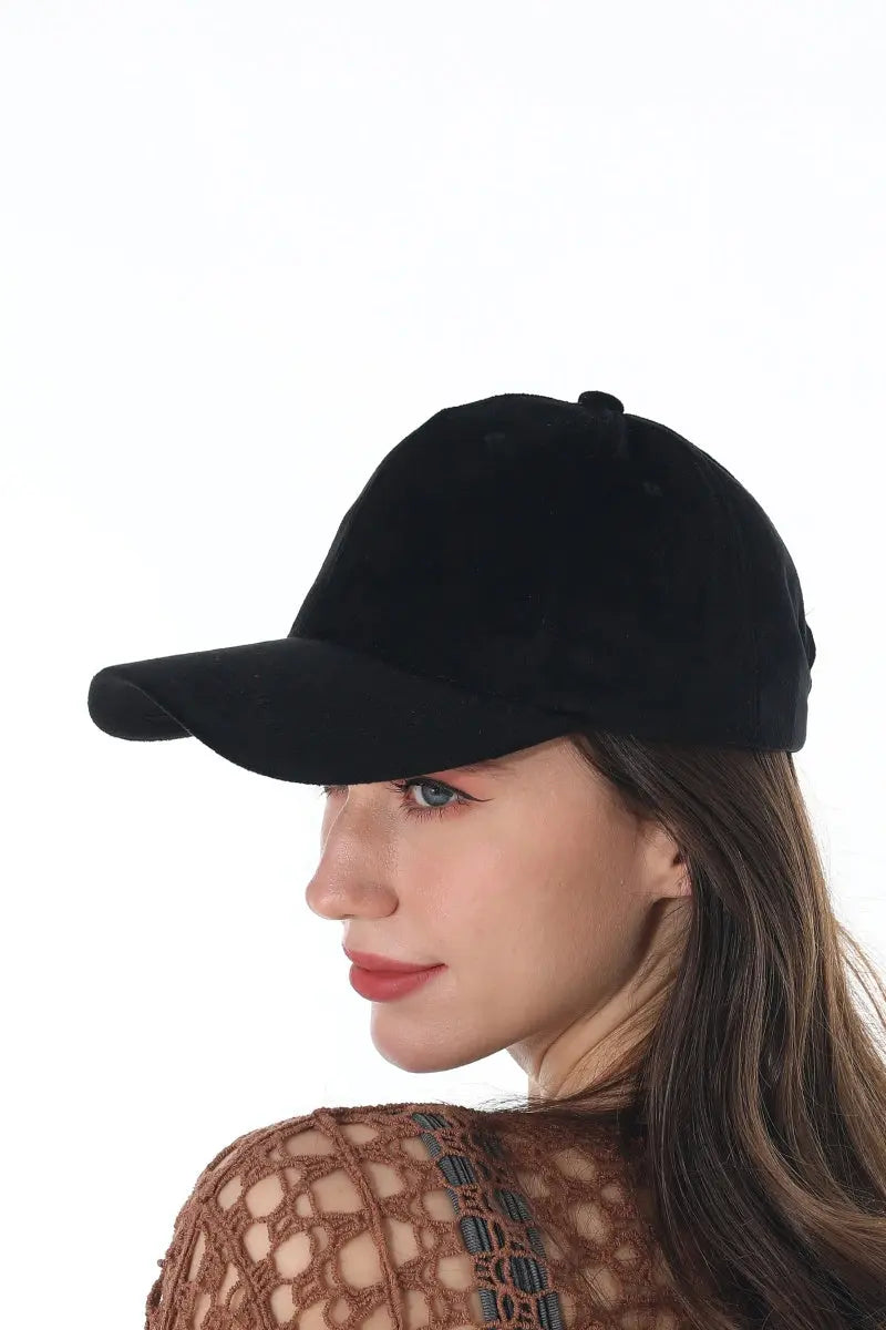 Women Soft Suede Solid Adjustable Curved Brim Baseball Cap 🧢🍂 - NeoKira Unlimited
