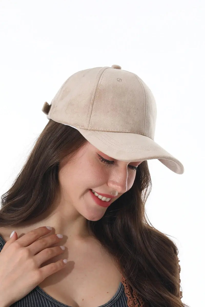 Women Soft Suede Solid Adjustable Curved Brim Baseball Cap 🧢🍂 - NeoKira Unlimited