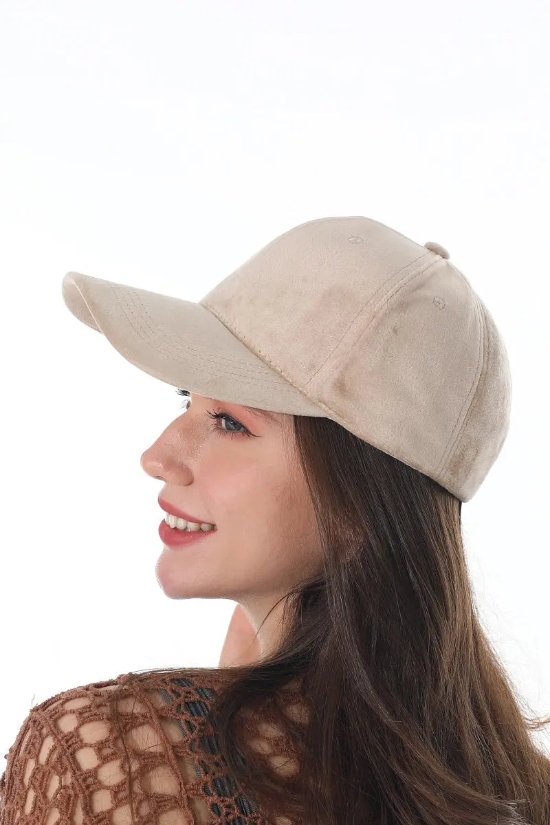 Women Soft Suede Solid Adjustable Curved Brim Baseball Cap 🧢🍂 - NeoKira Unlimited