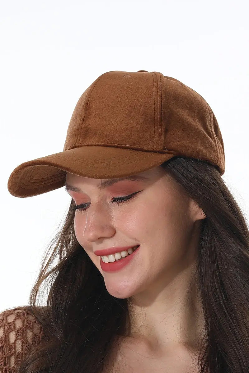 Women Soft Suede Solid Adjustable Curved Brim Baseball Cap 🧢🍂 - NeoKira Unlimited