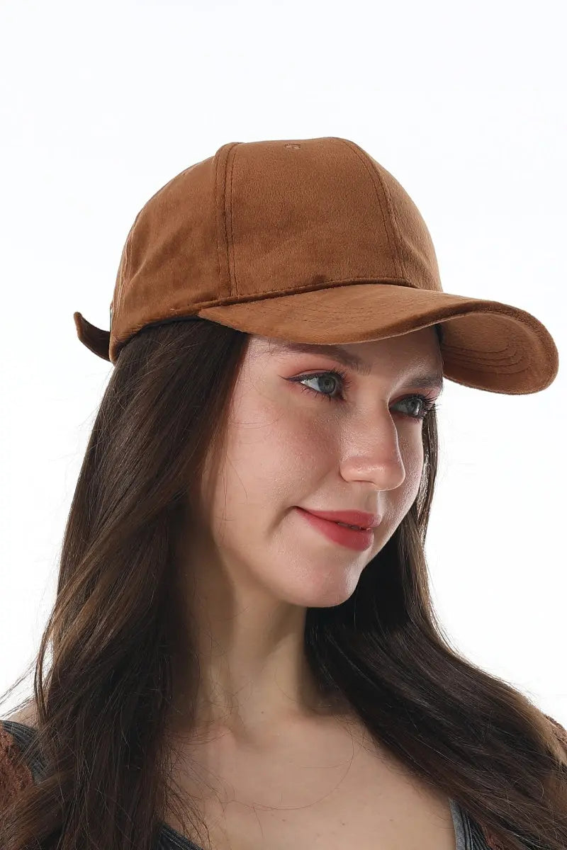 Women Soft Suede Solid Adjustable Curved Brim Baseball Cap 🧢🍂 - NeoKira Unlimited