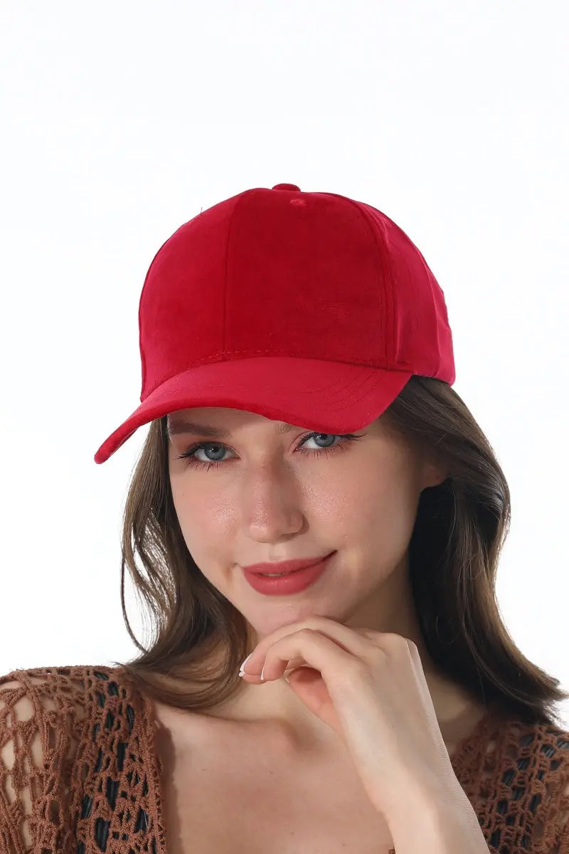 Women Soft Suede Solid Adjustable Curved Brim Baseball Cap 🧢🍂 - NeoKira Unlimited