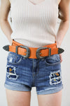 Western Double Buckle Belt Belts Leto Collection Camel  