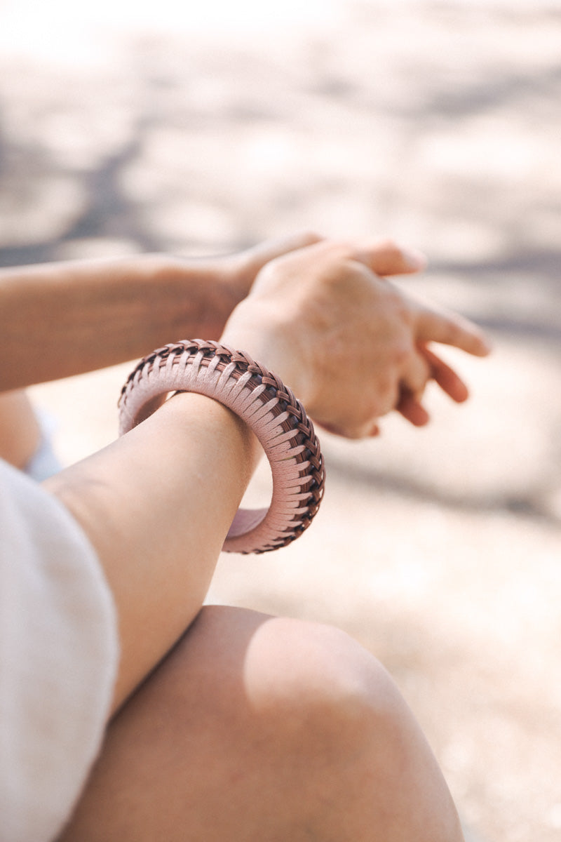 Braided Bamboo and Fabric Bangle Bracelets Leto Collection   