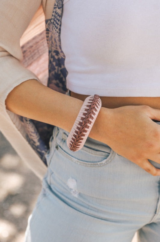 Braided Bamboo and Fabric Bangle Bracelets Leto Collection   