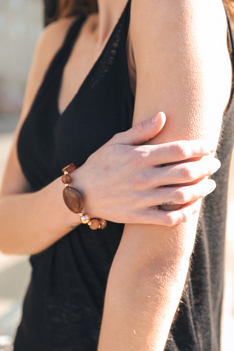 Rustic Wood and Stone Fashion Bracelet - NeoKira Unlimited