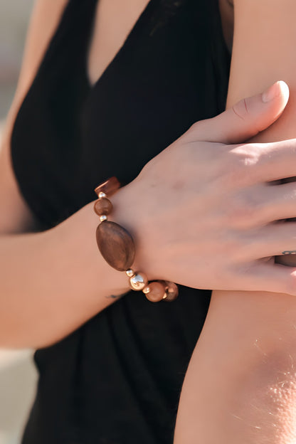 Rustic Wood and Stone Fashion Bracelet Bracelets Leto Collection   