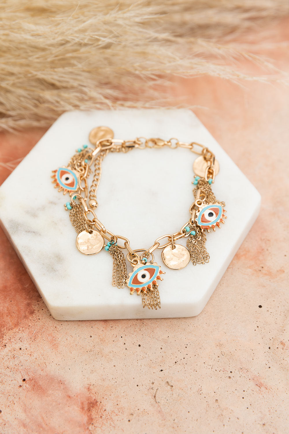 Golden Gaze Eyelet Charm Bracelet - NeoKira Unlimited