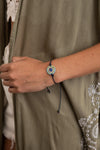 Pulsera de cordón ajustable con ojo malvado azul estilo boho