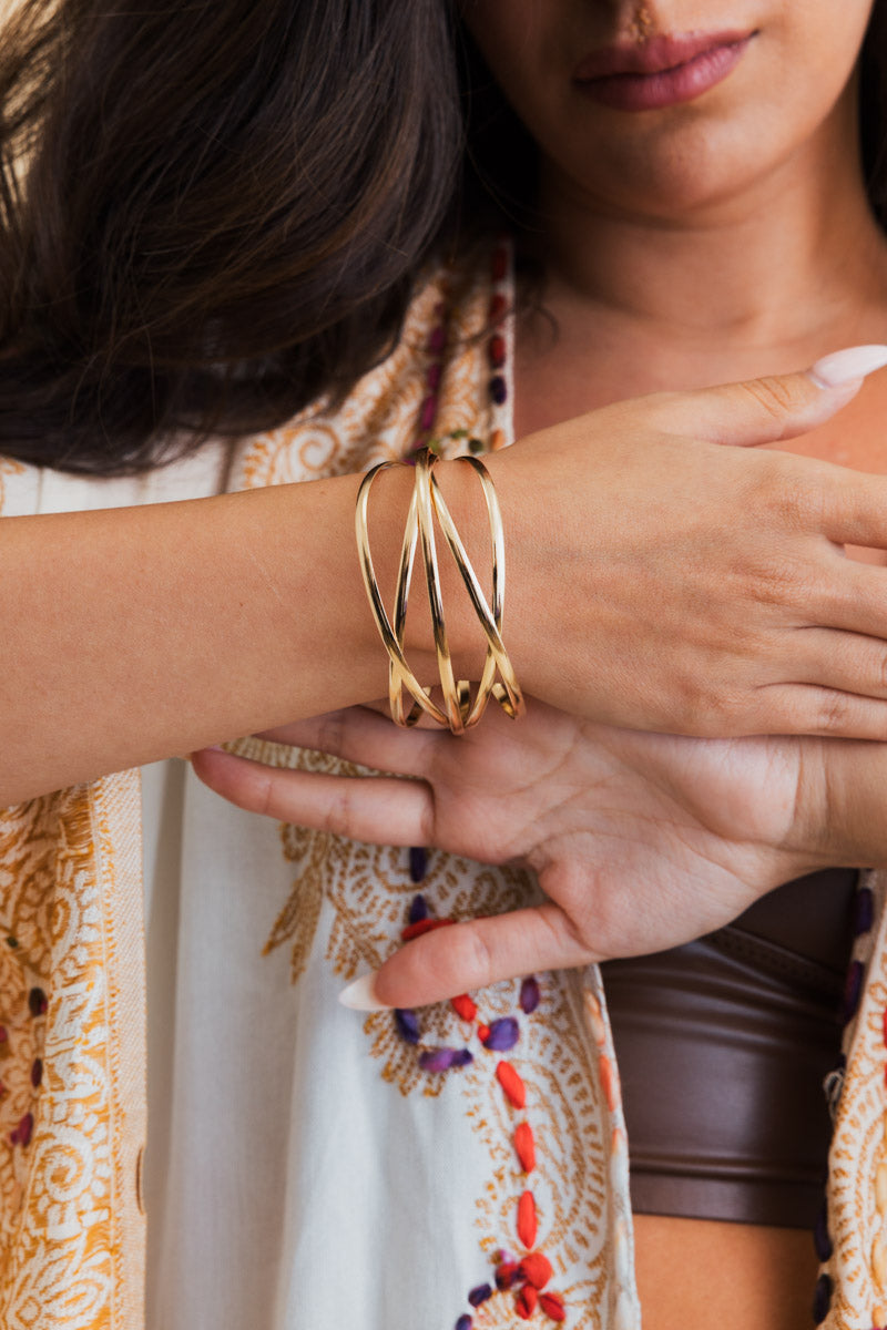 Retro Metallic Cuff Bracelet – Sleek and Stylish - NeoKira Unlimited
