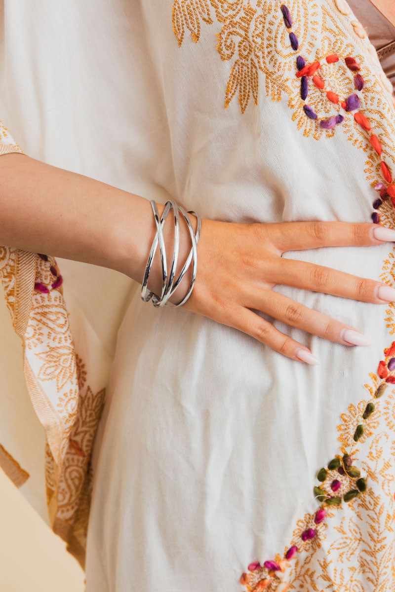 Retro Metallic Cuff Bracelet – Sleek and Stylish - NeoKira Unlimited