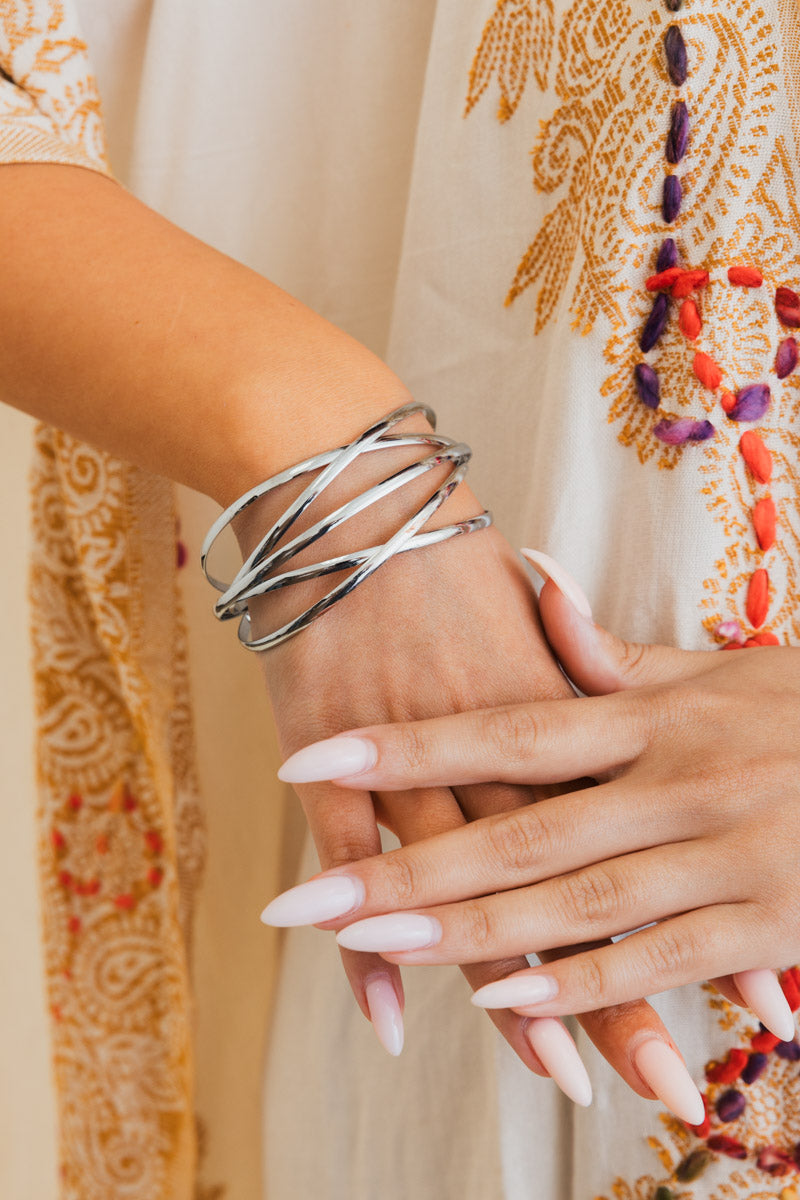 Retro Metallic Cuff Bracelet – Sleek and Stylish - NeoKira Unlimited