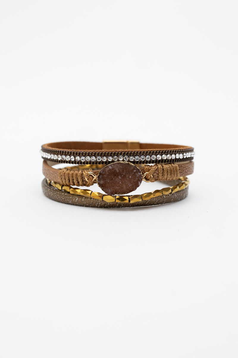 Boho Stone Charm Layered Bracelet - NeoKira Unlimited