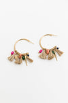 Coastal Chic Raffia and Bead Semi Hoop Earrings Earrings Leto Collection   