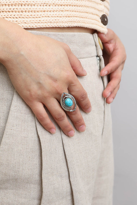 Western Native Adjustable Turquoise Ring - NeoKira Unlimited