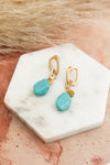 Turquoise Stone Drop Chain Earrings Earrings Leto Collection   