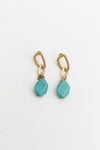 Turquoise Stone Drop Chain Earrings Earrings Leto Collection   