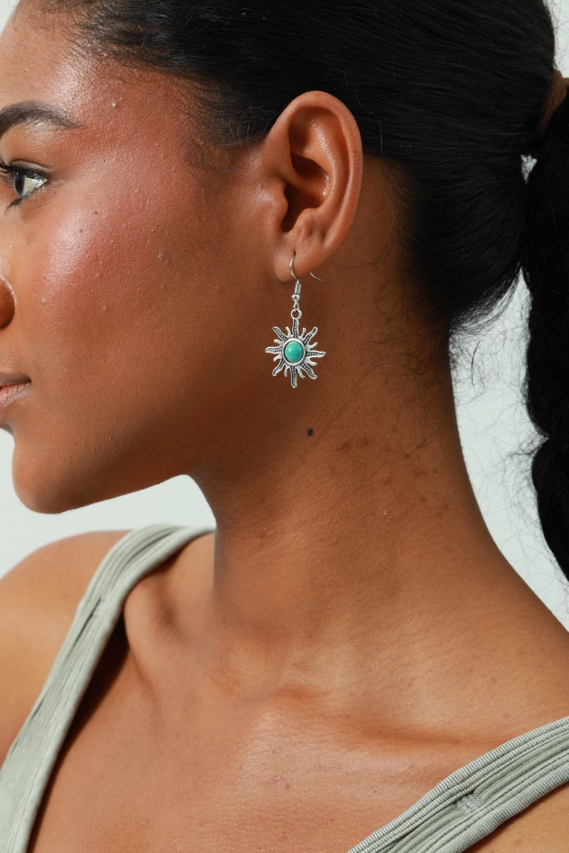 Mini Sun Earrings – Turquoise Inlay Accent - NeoKira Unlimited