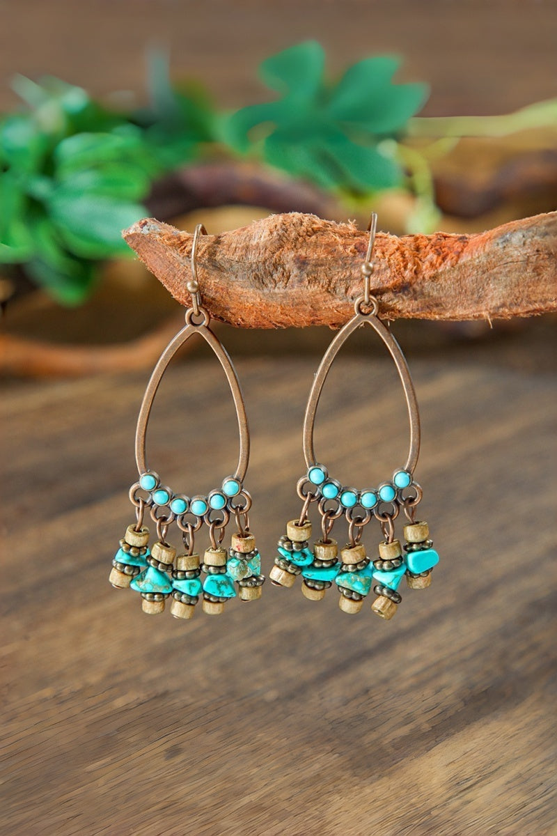 Vintage Boho Earrings – Turquoise & Tassel Details - NeoKira Unlimited