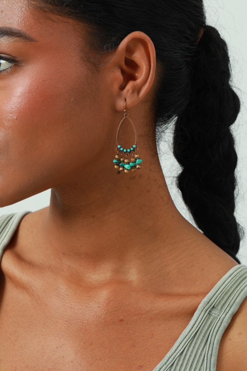Vintage Boho Earrings – Turquoise & Tassel Details - NeoKira Unlimited