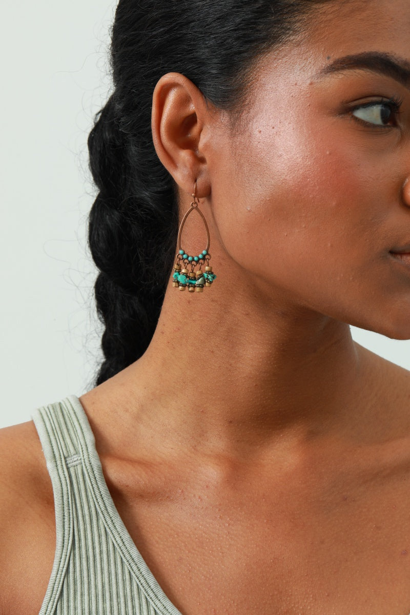 Vintage Boho Earrings – Turquoise & Tassel Details - NeoKira Unlimited