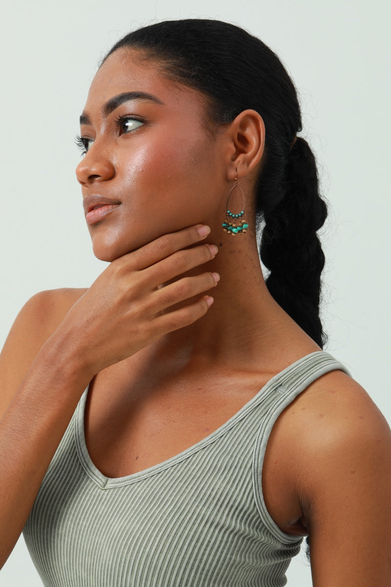 Vintage Boho Earrings – Turquoise & Tassel Details - NeoKira Unlimited