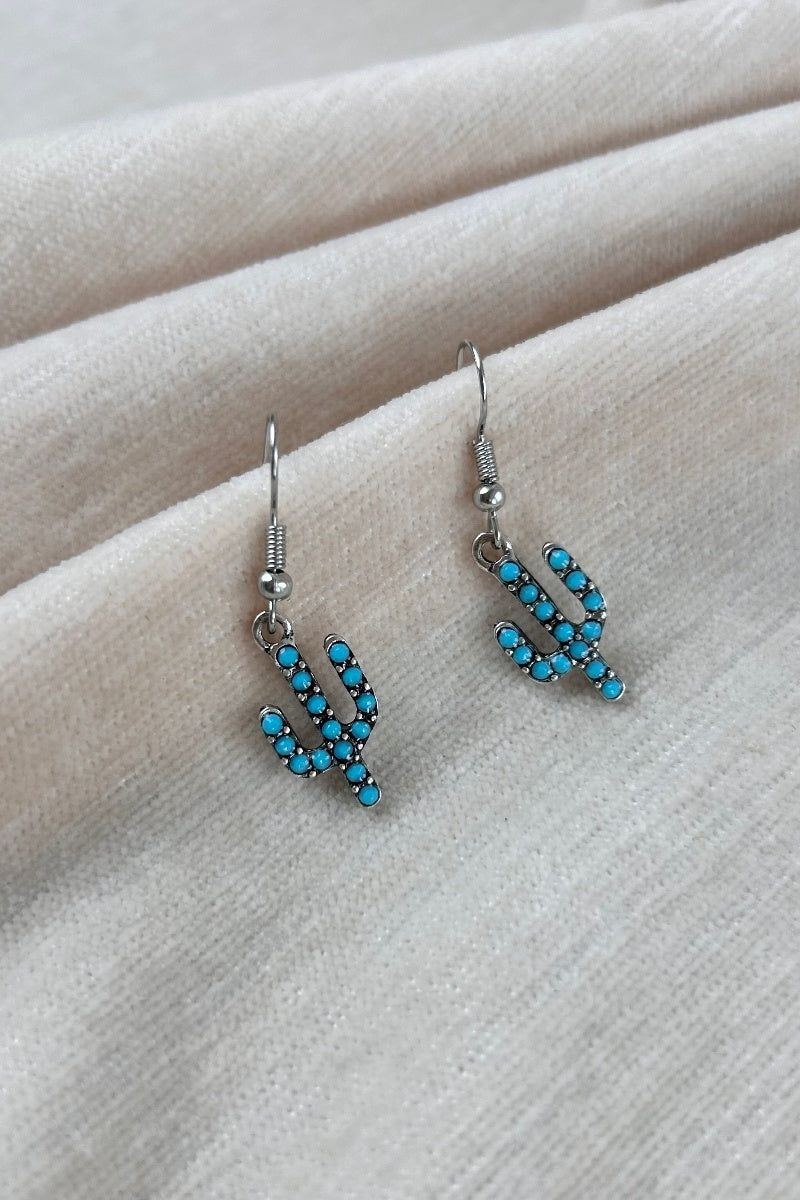 Turquoise Cactus Drop Earrings - Bohemian Desert Style - NeoKira Unlimited