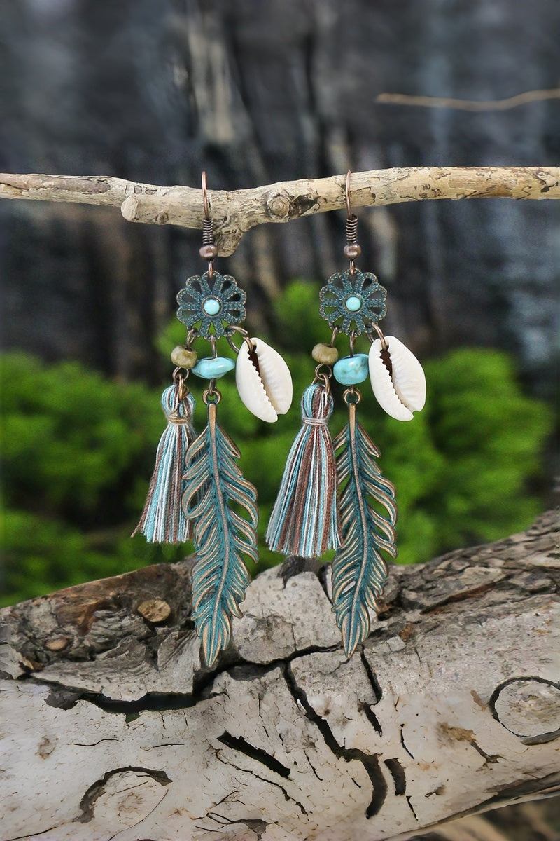 Bohemian Fringe Earrings – Feather Motif & Dancing Tassels 🌿✨ - NeoKira Unlimited