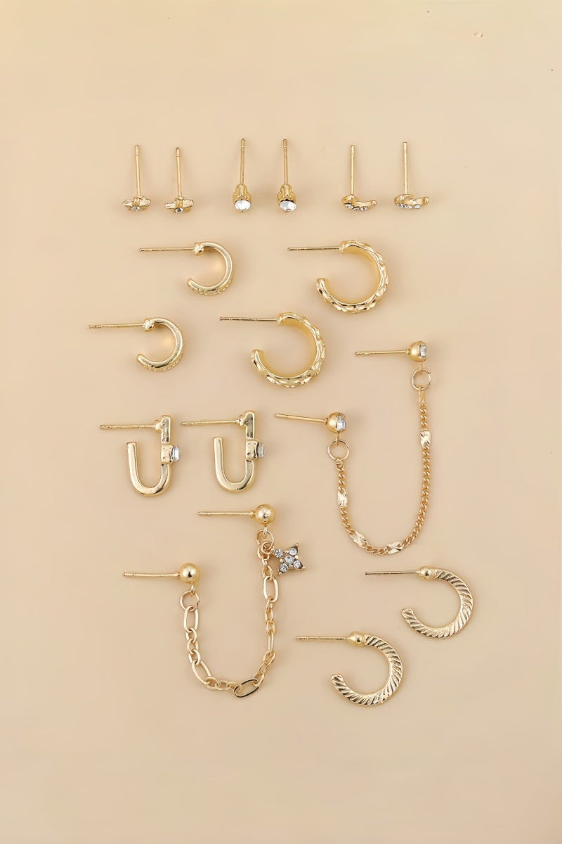 Star Moon Zircon Chain Earrings Set - NeoKira Unlimited