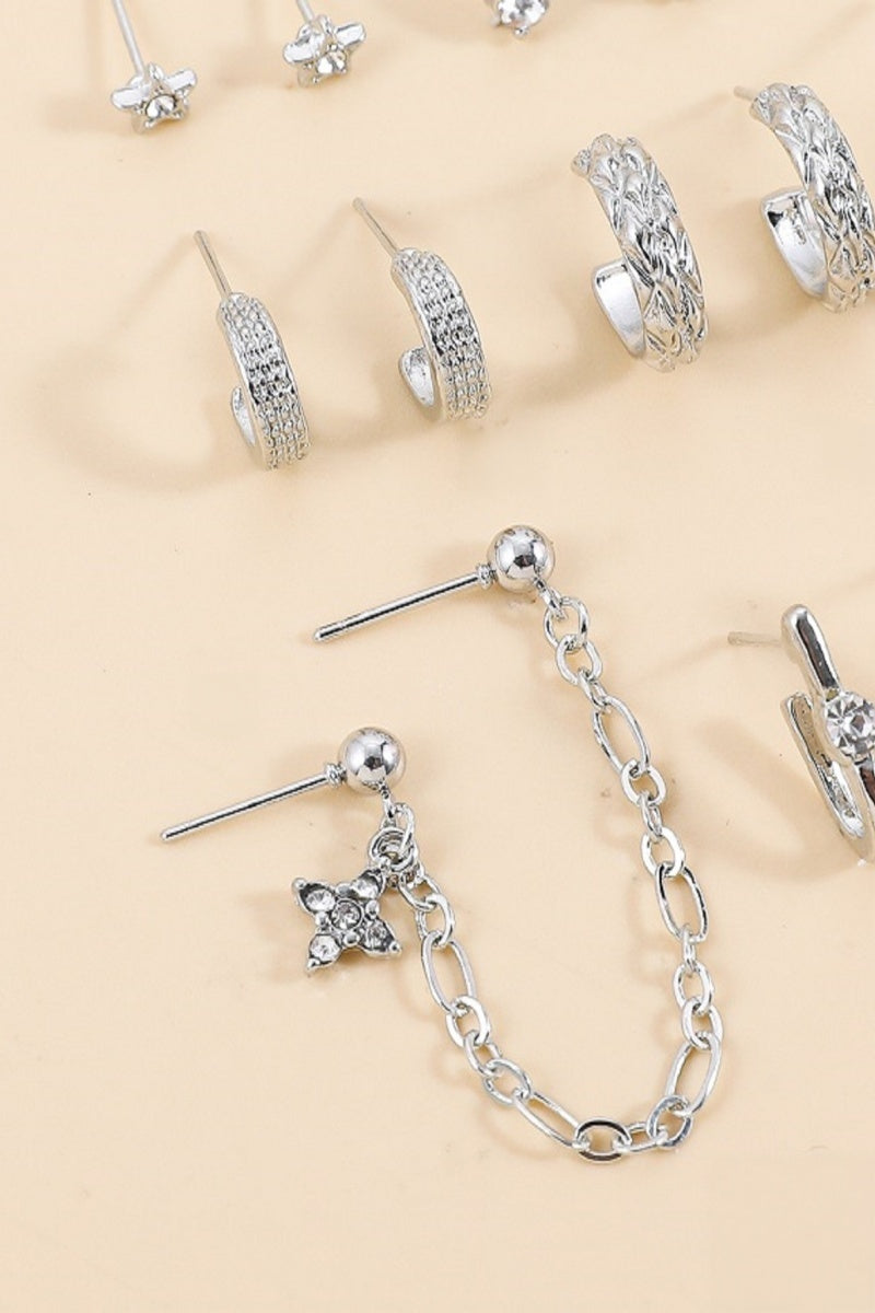 Star Moon Zircon Chain Earrings Set - NeoKira Unlimited