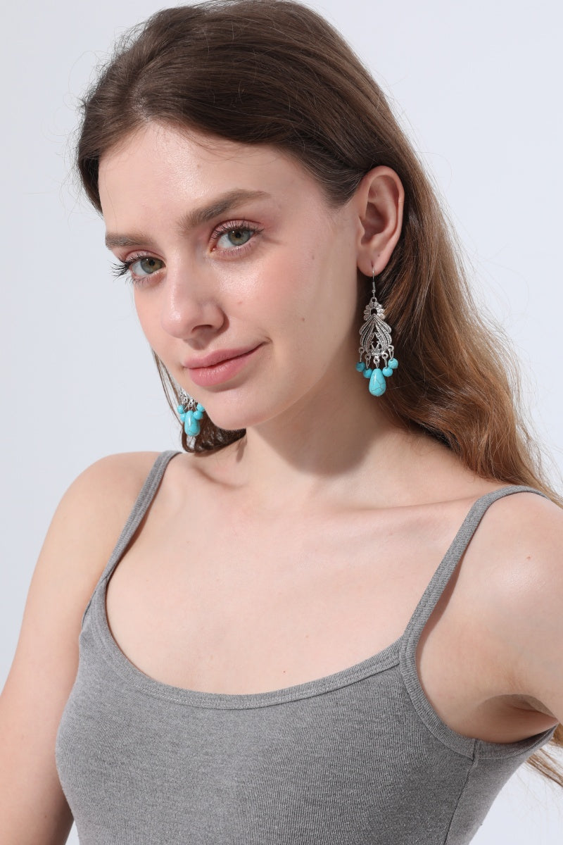 Women Boho Vintage Turquoise Chandelier Drop Dangle Earrings - NeoKira Unlimited